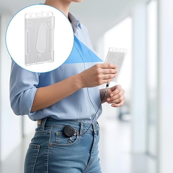 25 Pack Vertical 2-Card Badge Holder, Heavy Duty Hard Plastic ID Card Holder - Image 7