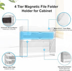 KZWKRG 4 Tier Magnetic File Holder, Large Capacity Mesh Hanging Wall Organizer - Image 3