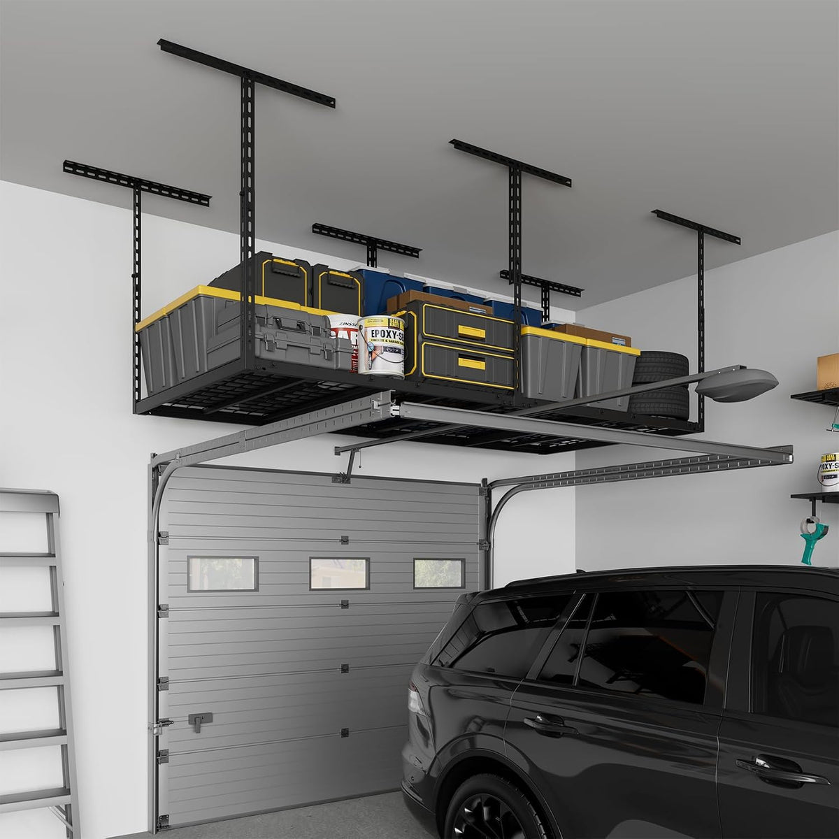3x6ft overhead garage storage rack 450lbs capacity, 26"-40", package contents