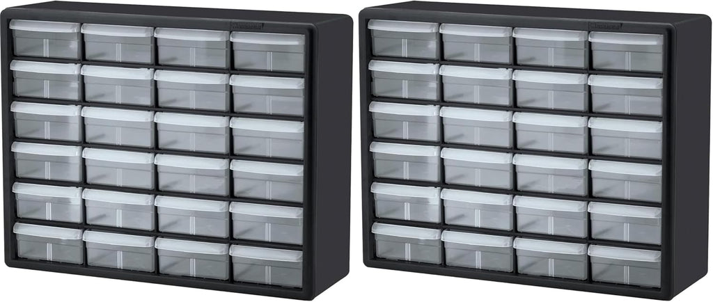 Akro-Mils 24-Drawer Plastic Storage Cabinet | 20" W x 6" D x 16" H | Black |