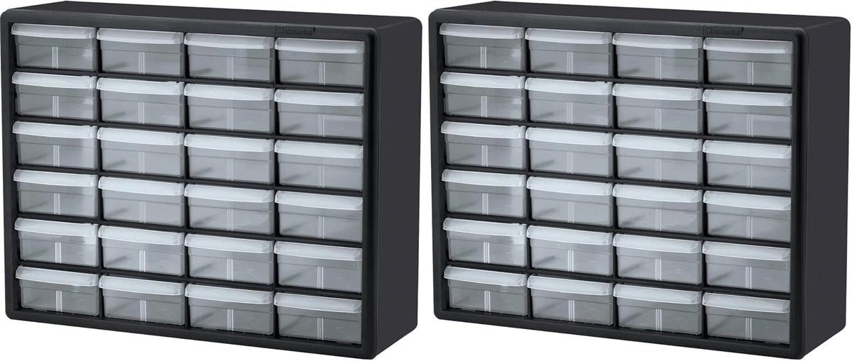 Akro-Mils 24-Drawer Plastic Storage Cabinet | 20" W x 6" D x 16" H | Black |