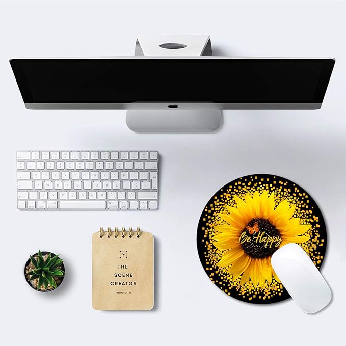 IMAYONDIA Round Mouse Pad, Sunflower and Butterfly Mouse Pad, Inspirational - Image 6