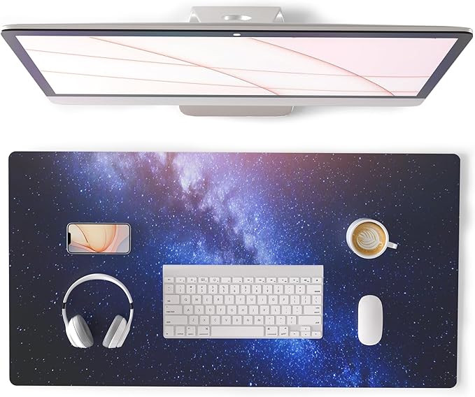QIYI Large Desk Pad, Milky Way Mouse Pad Desktop Decor, Waterproof PU Leather by QIYI