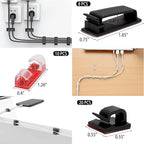 604 Pcs Cable Management Kit, 4 Cord Organizer Sleeve, 7 Cable Holder, 38 - Image 5