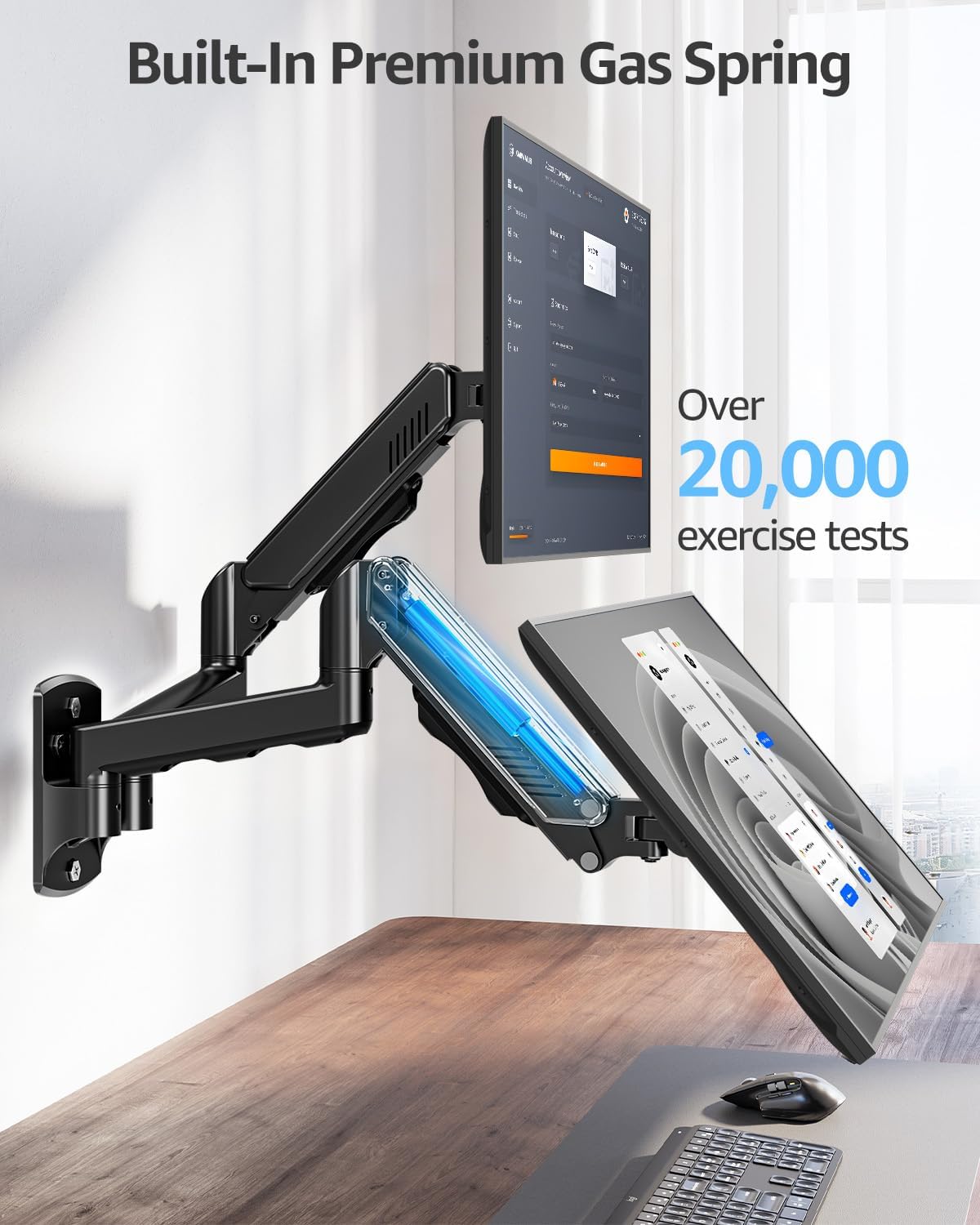 MOUNTUP Dual Monitor Wall Mount for 2 Max 32 Inch Computer Screen, Fully Adju...
