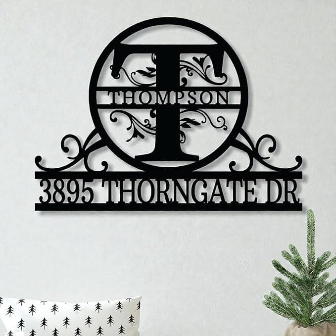 Custom Metal Signs | Personalized Monogram Name Sign | Outdoor Wall Art by AVAGift