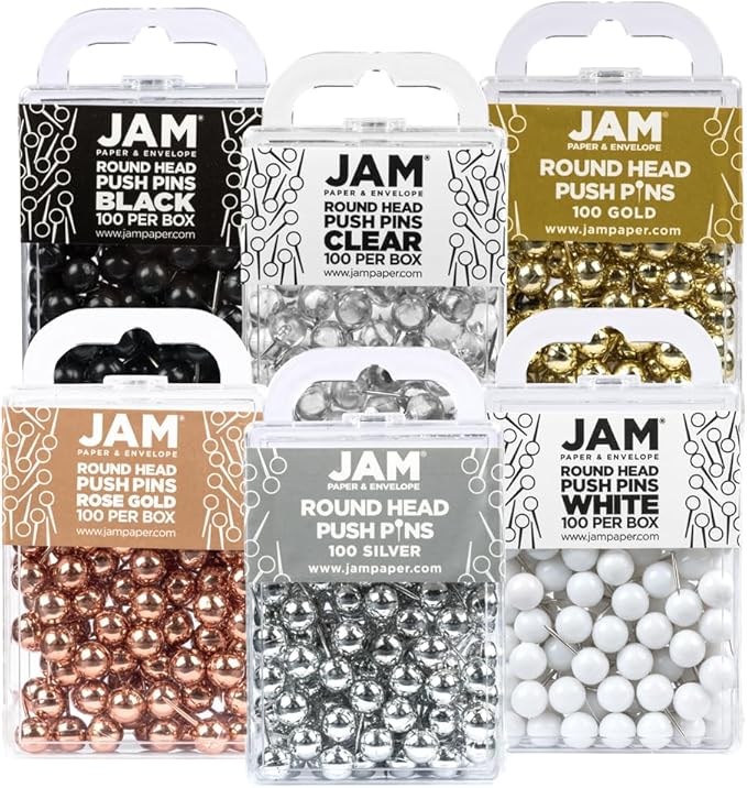 JAM PAPER Colorful Push Pins by JAMPaper