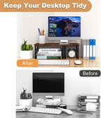 HavenlyYouth Desk Shelf, 2 Tier Wood Desktop Bookshelf, Adjustable Freestanding - Image 4