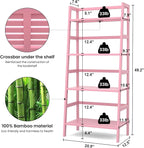 Homykic Bamboo Ladder Bookshelf, 4-Tier Ladder Shelf Open Book Shelf - Image 3