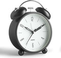 Twin Bell Loud Alarm Analog Alarm Clock, 4 inch Super Silent Non Ticking Small by JALL