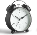 Twin Bell Loud Alarm Analog Alarm Clock, 4 inch Super Silent Non Ticking Small by JALL
