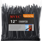 MVYC 1000PCS Zip Ties 12 Inch Heavy Duty 50lbs UV Resistant Zip Black Cable by SyncYourLifeWithMVYC