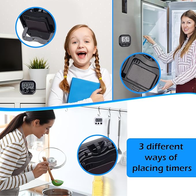 Leumoi 24 Pcs Digital Kitchen Timers Magnetic Back Timers Bulk Large Screen - Image 5