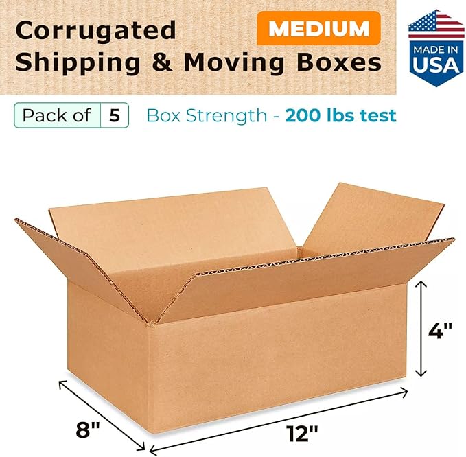 Medium Moving & Shipping Boxes 12 x 8 x 4 inches - Image 2