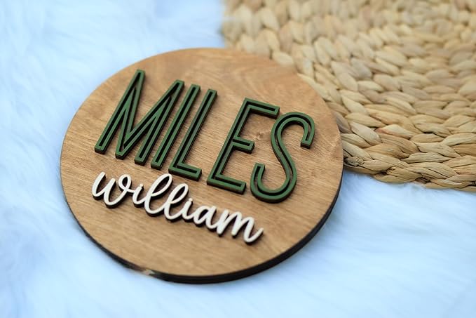 Custom Round Nusery Name Sign, Personalized 3D Baby Name Announcement Sign - Image 4