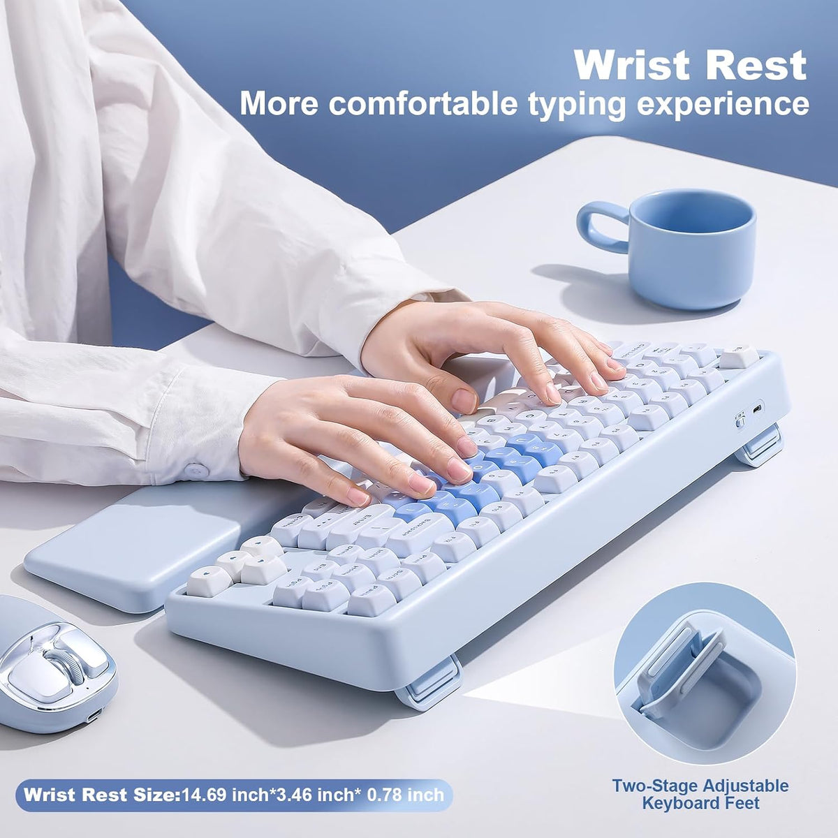 YUNZII B87 TKL Wireless Mechanical Keyboard (Blue Heart,Milk Switch)