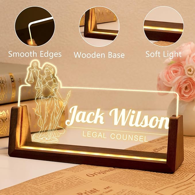Desk Name Plate Personalized, Custom Office Light Up Name Plate - Image 4