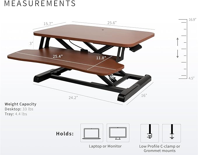 VIVO 26 inch Desk Converter, K Series, Height Adjustable Sit to Stand Riser - Image 3