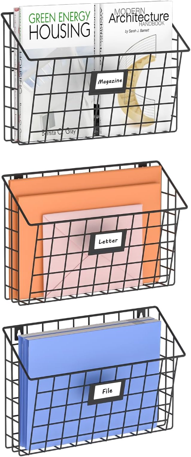 X-cosrack Detachable Hanging Wall Files Rack&3-Tier Metal Folder Wall File - Image 7