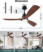 52 inch ceiling fans with lights and remote shown in use