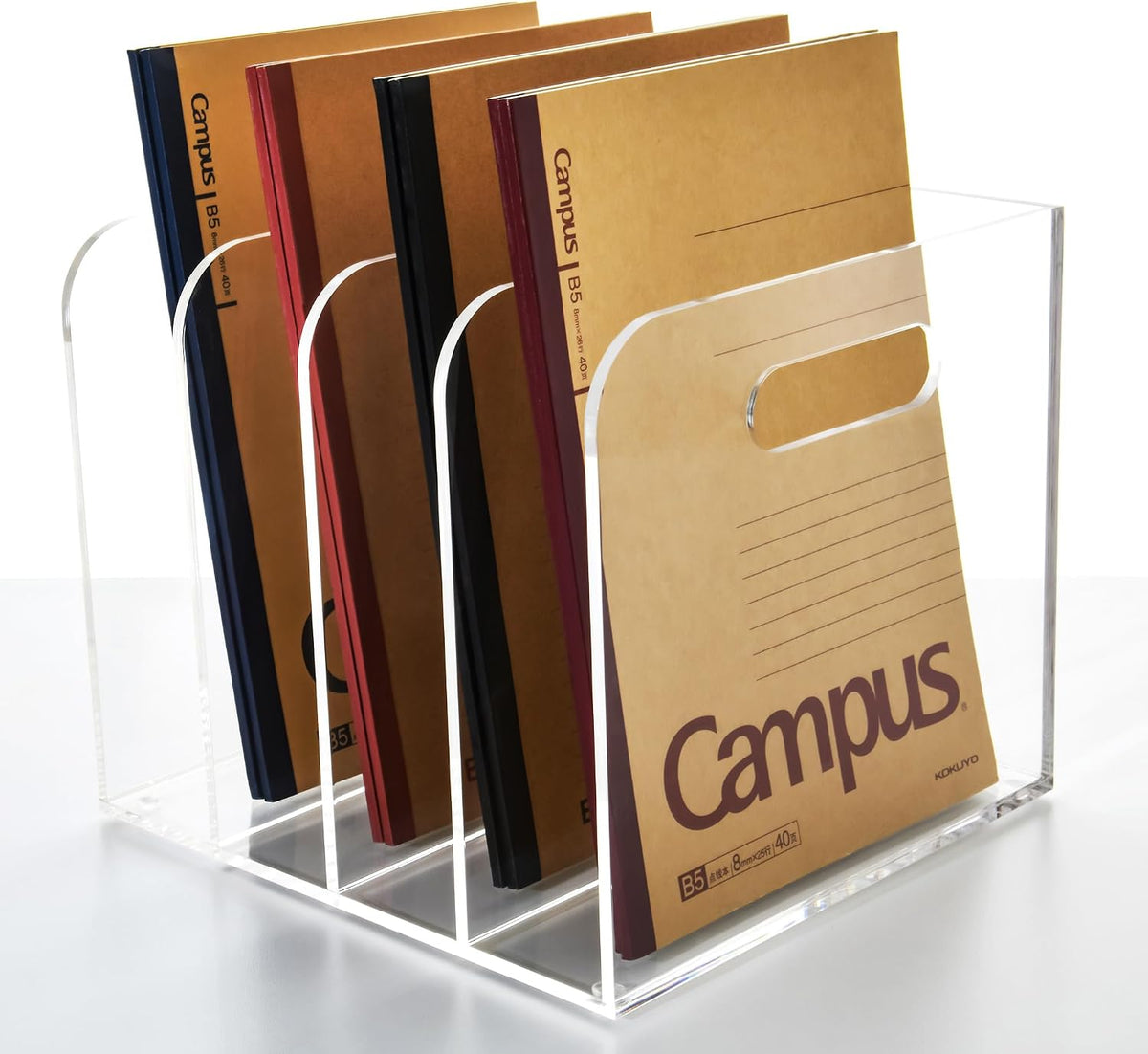 4 Vertical Compartments File Holder, Clear Acrylic Desk Organizer and Storage...