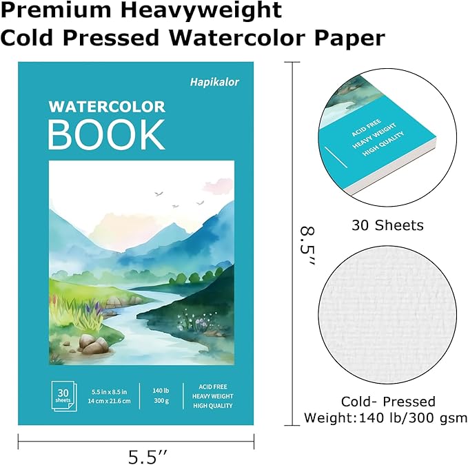Hapikalor 5.5"x8.5"Watercolor Small Sketchbook - Image 2