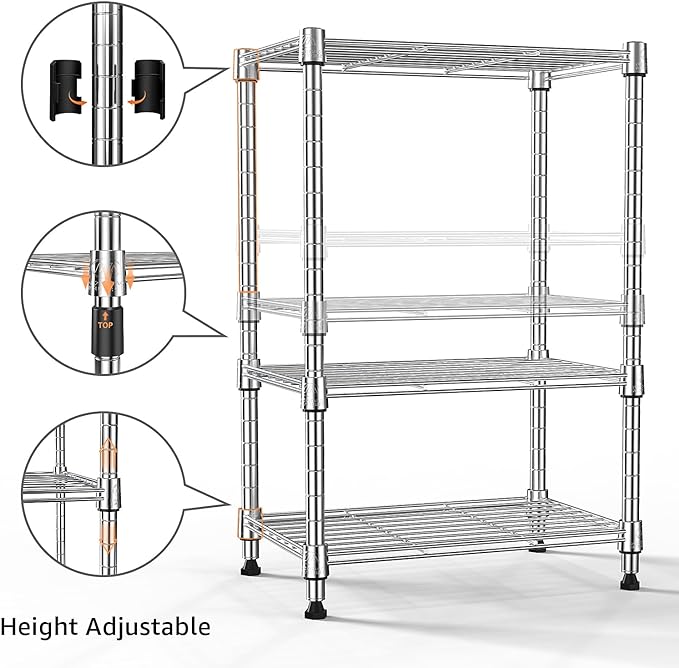 M MZG 450 lbs Wire Storage Shelving 3-Tier Utility Shelving Unit Steel - Image 5