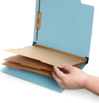 Blue Summit Supplies 10 Classification Folders, 3 Divider, Light Blue | Heavy-duty, letter size, 2 in expansion, 2 prong fasteners, 3 dividers, for medical and legal files