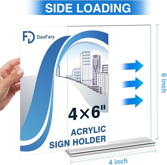 20 Pack Acrylic Sign Holder 4 x 6 Clear Display Table Signs Stand, Double Sided - Image 2