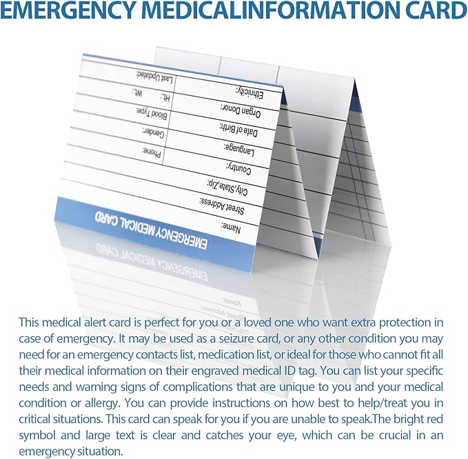 4 Pack Emergency Medical Information Id Card Red Medical Condition and - Image 5