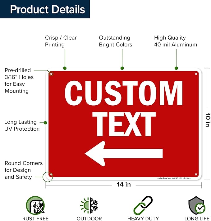 Custom Arrow, Custom Directional Sign, Left Arrow, 10x14 Inches, Rust Free .040 - Image 6