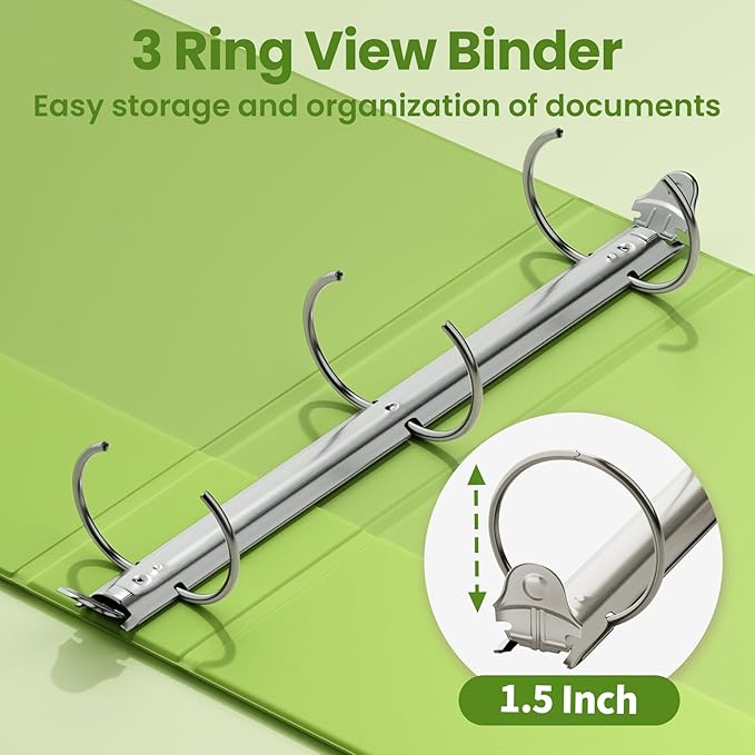 SUNEE 3 Ring Binder 1.5 Inch 1 Pack, Tender Green - Image 3