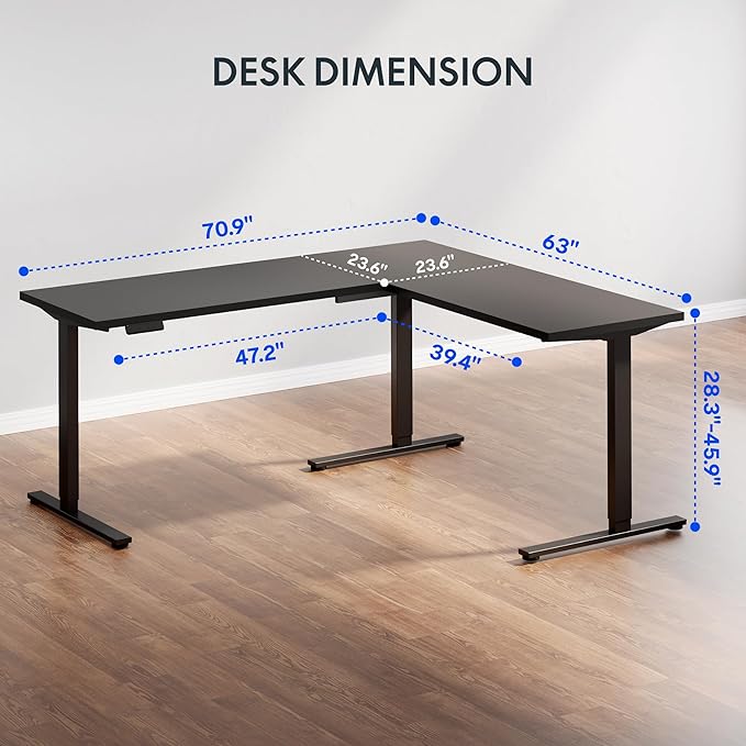 FLEXISPOT L Shaped Standing Desk, 71 x 63 Inch Electric Height Adjustable - Image 3