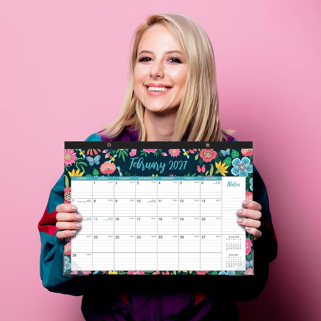 2027 Desk Calendar - Jan 2027 - Dec 2027, Large Monthly Desk Calendar 12 Months, 17" x 12", Desk Pad, Large Ruled Blocks, To-do List & Notes, Best Desk/Wall Calendar 2027 for Planning or Organizing