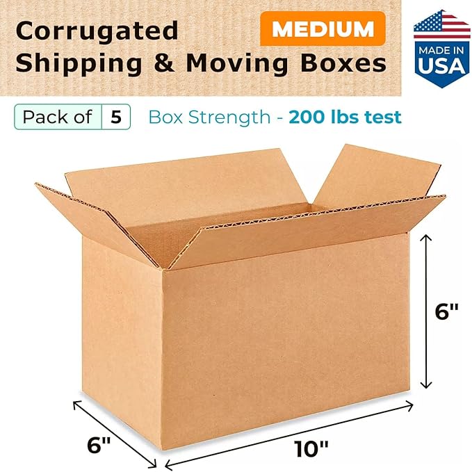 Medium Moving & Shipping Boxes 10 x 6 x 6 inches - Image 2
