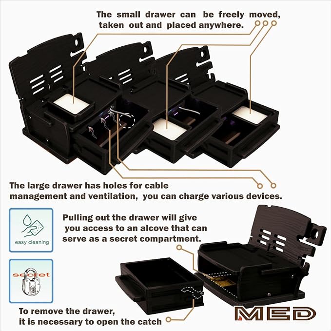 MED Wood Phone Docking Station – Nightstand Desk Organizer - Image 6