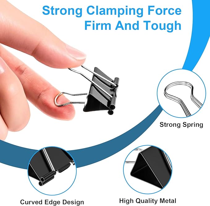 200 Count Binder Clips Assorted Sizes, 4 Sizes Large, Metal Paper Clamps - Image 3