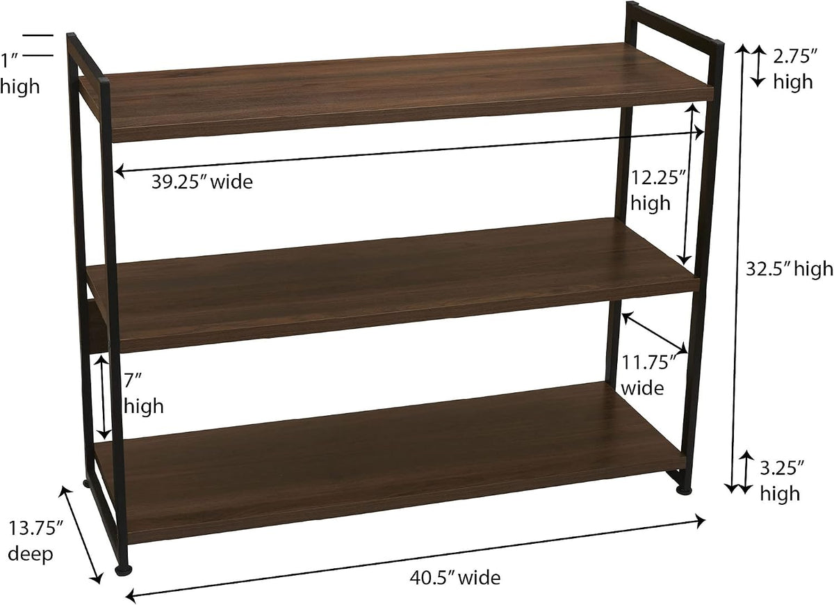 household essentials jamestown wide 3 shelf open storage, close-up detail