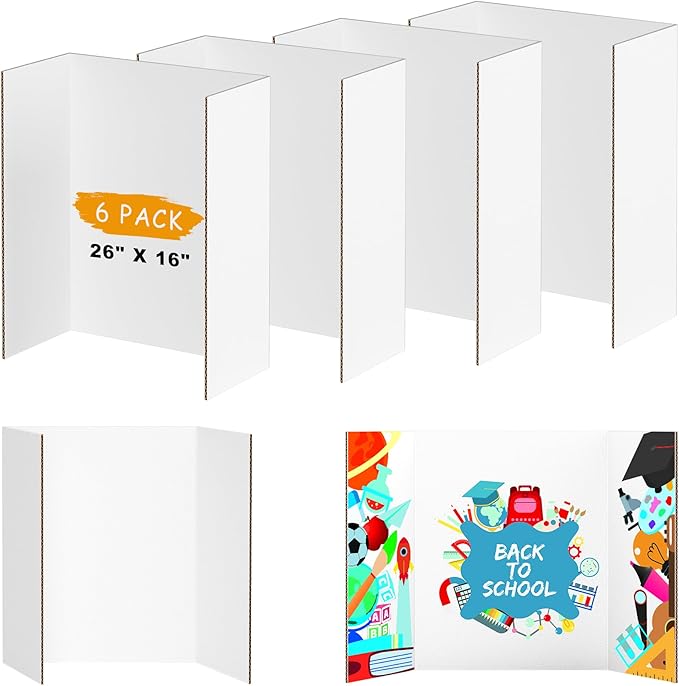 AKONEGE 6 Pack Medium Trifold Poster Board, School Projects, Science Fair by AKONEGE