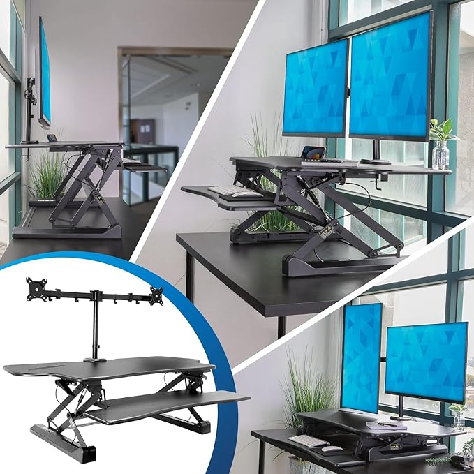 Mount-It! Standing Desk Converter Height Adjustable 47" Extra Large Wide Stand - Image 4