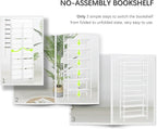 4NM No Assembly 6 Tiers Folding Bookshelf Storage Shelves Vintage Bookcase - Image 6