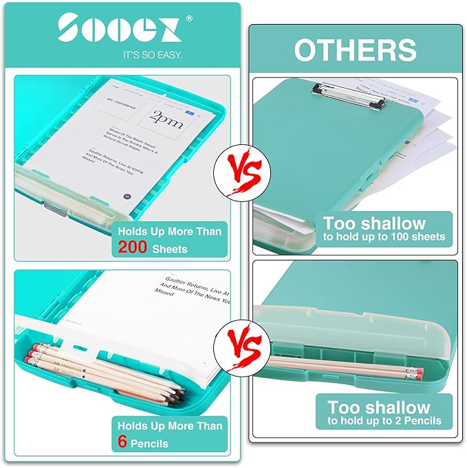 Sooez Clipboard with Storage, High Capacity Nursing Clip Board 8.5 x 11 with - Image 3