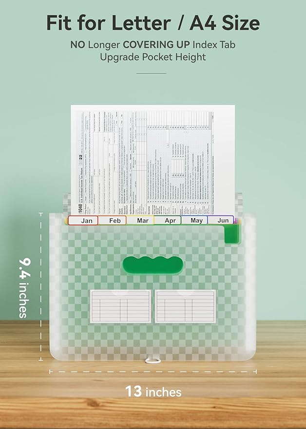 ABC life 12 Pockets Accordion File Organizer Expanding File Folders, Portable - Image 3