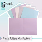 Mr. Pen- Plastic Folders with Pockets, 5 pcs | Aesthetic File Folder with Business Card Slot, 2-Pocket Folder, Back to School, Office, Filing Supplies