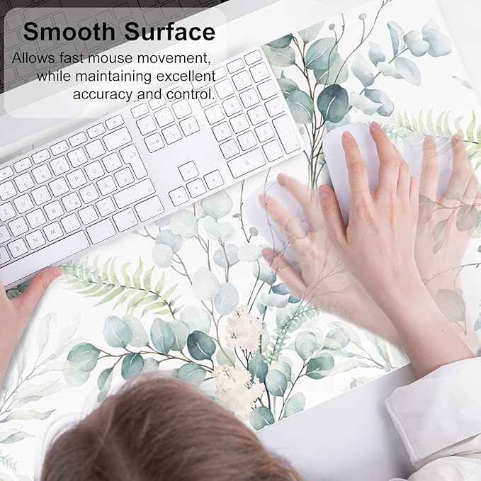 QIYI Large Mouse Pad for Desk, Cute Desk Mat for Desktop, Women Girls Green - Image 4