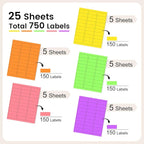 THEBLUETOUCH 1" x 2-5/8" Neon Labels – 750 pcs Printable Labels Stickers - Image 3