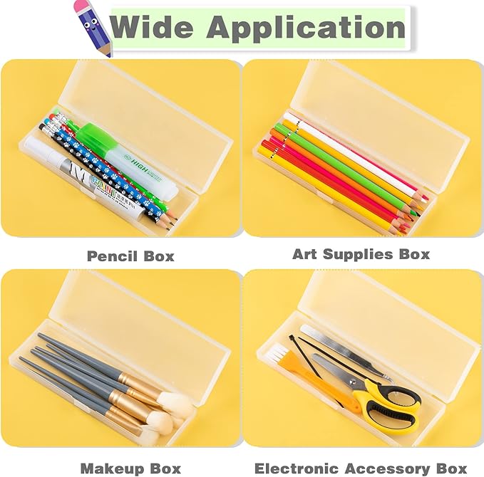 Fainne 24 Pcs Plastic Pencil Case Bulk Pencil Boxes Plastic Stationery Case - Image 4