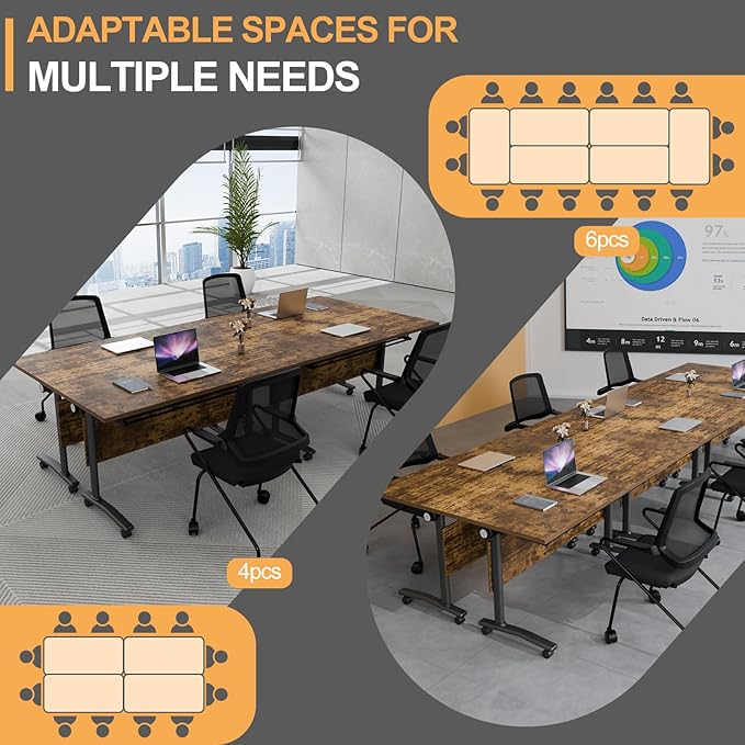 Folding Conference Table 4ft 5ft, Foldable Office Meeting Desk - Image 6