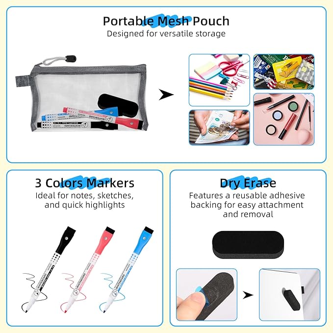 AGM Portable White Board Dry Erase Notebook, 8.4" x 6" Double Sided Folding - Image 7