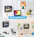 Solinxe Wall Hanging File Holder 3 Tier Wall Mounted Paper Organizer Magazine - Image 7